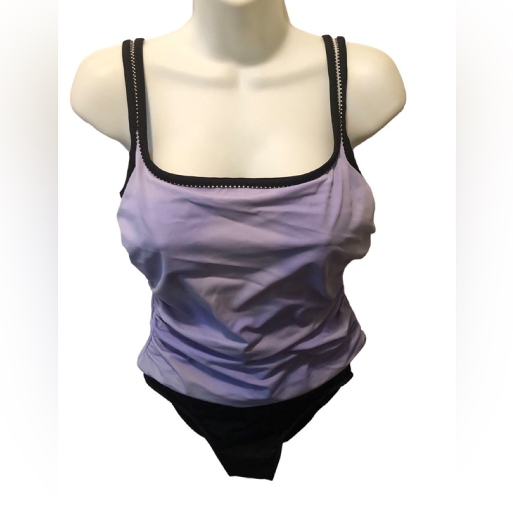 Miraclesuit One Piece Draped Ruched Swimsuit Sz 10 Lavender Padded Bust Slimming